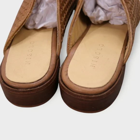 Nisolo Women's 8.5 Brown Ama Woven Mule Brandy Leather Flat Mules Slip On Shoes - Picture 5 of 11